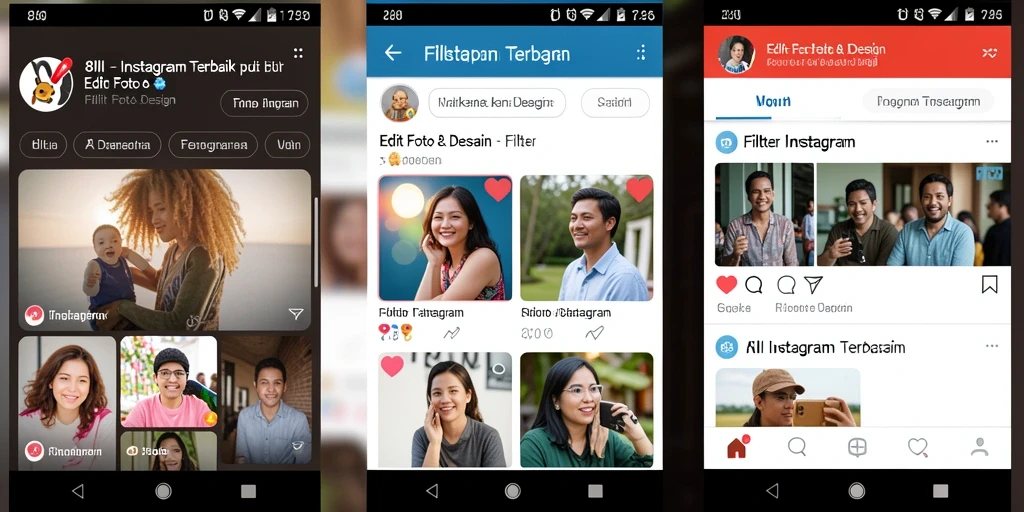 Tampilan antarmuka aplikasi 8II dengan filter menarik.