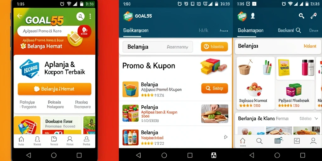 Tampilan antarmuka GOAL55 yang memudahkan pencarian promo.