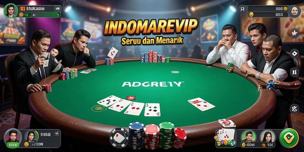Tampilan antarmuka game Poker INDOMAREVIP yang menarik dan interaktif.