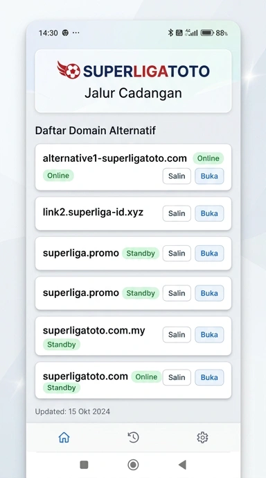 Tampilan link alternatif superligatoto