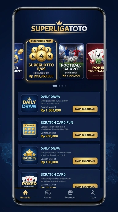 Tampilan katalog aplikasi superligatoto