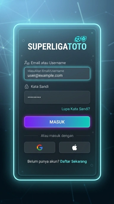 Tampilan halaman login superligatoto